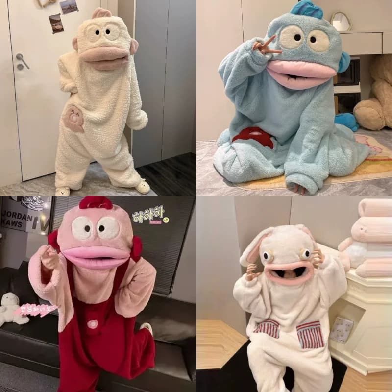 Pigiama Intero a Forma di Mostro con Bocca Grande, Adorabile e Divertente, per Coppie, Autunno Inverno, Regalo per Amici