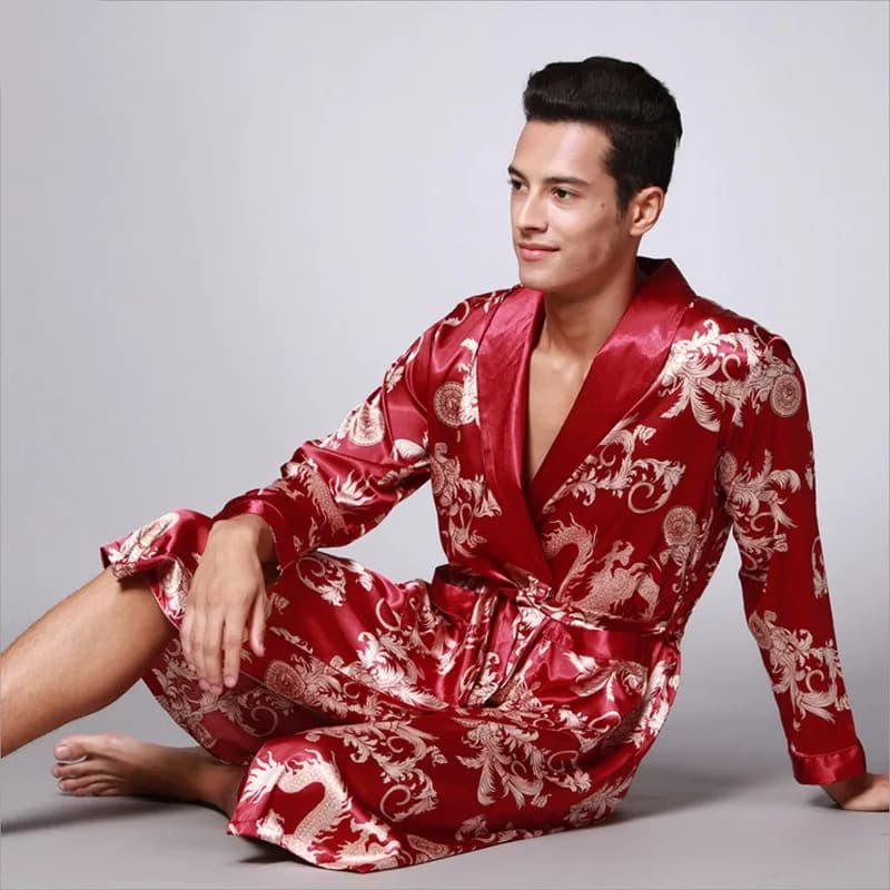 Nuova Camicia da Notte per Uomo, Pigiama a Maniche Lunghe, Accappatoio, Abbigliamento per il Tempo Libero alla Moda
