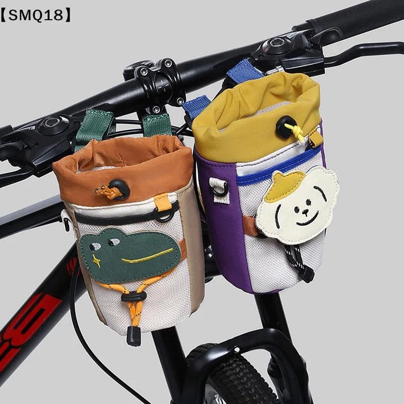 Cute Cartoon Bicycle Basket Cycling Bike Front Storage Bag Sports Cup Organizer Portable Cycling Bag Bicycle Accessories【SMQ】