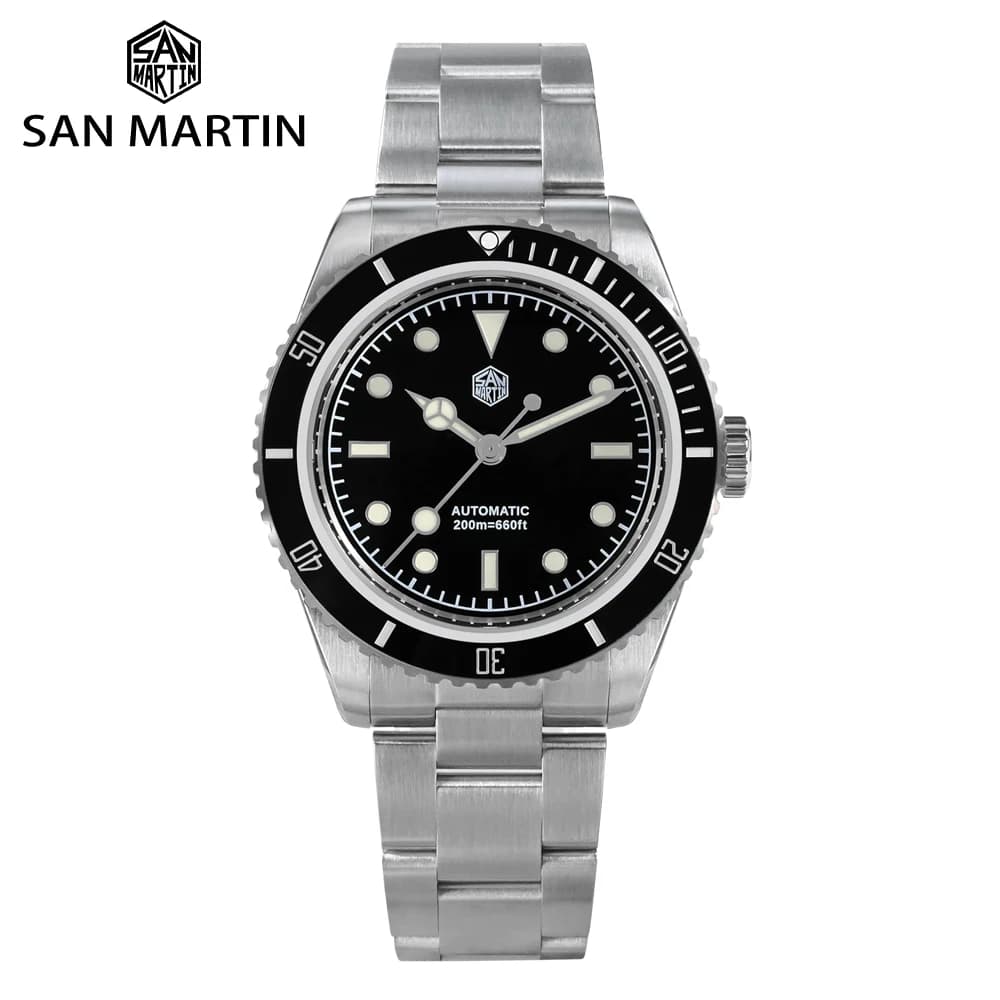 San Martin 38mm Aggiornamento Classico 6200 Orologio subacqueo Meccanico automatico da uomo Orologio da polso di lusso Zaffiro Impermeabile 200m SN0004