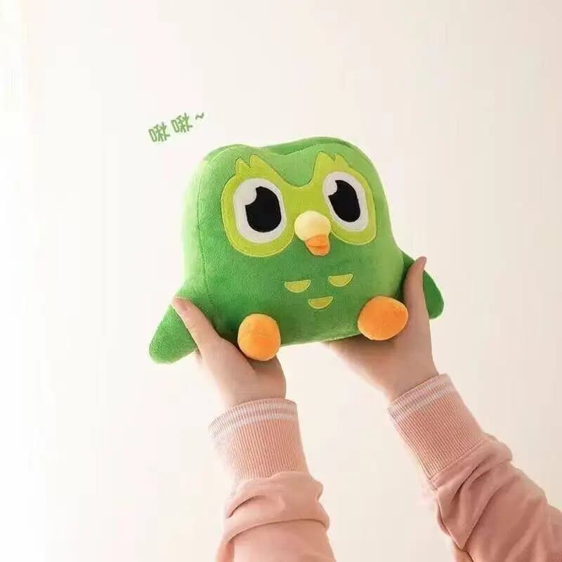 Peluche Gufo Verde Duolingo per Bambini, Duo Plushie, Gufo Cartone Animato, Bambola Gufo Anime, Giocattolo Morbido Imbottito, Regalo di Compleanno