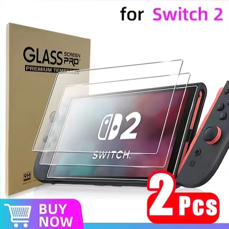 2 Pezzi di Protezione Schermo in Vetro Temperato per Nintendo Switch 2 | Superficie Lucida