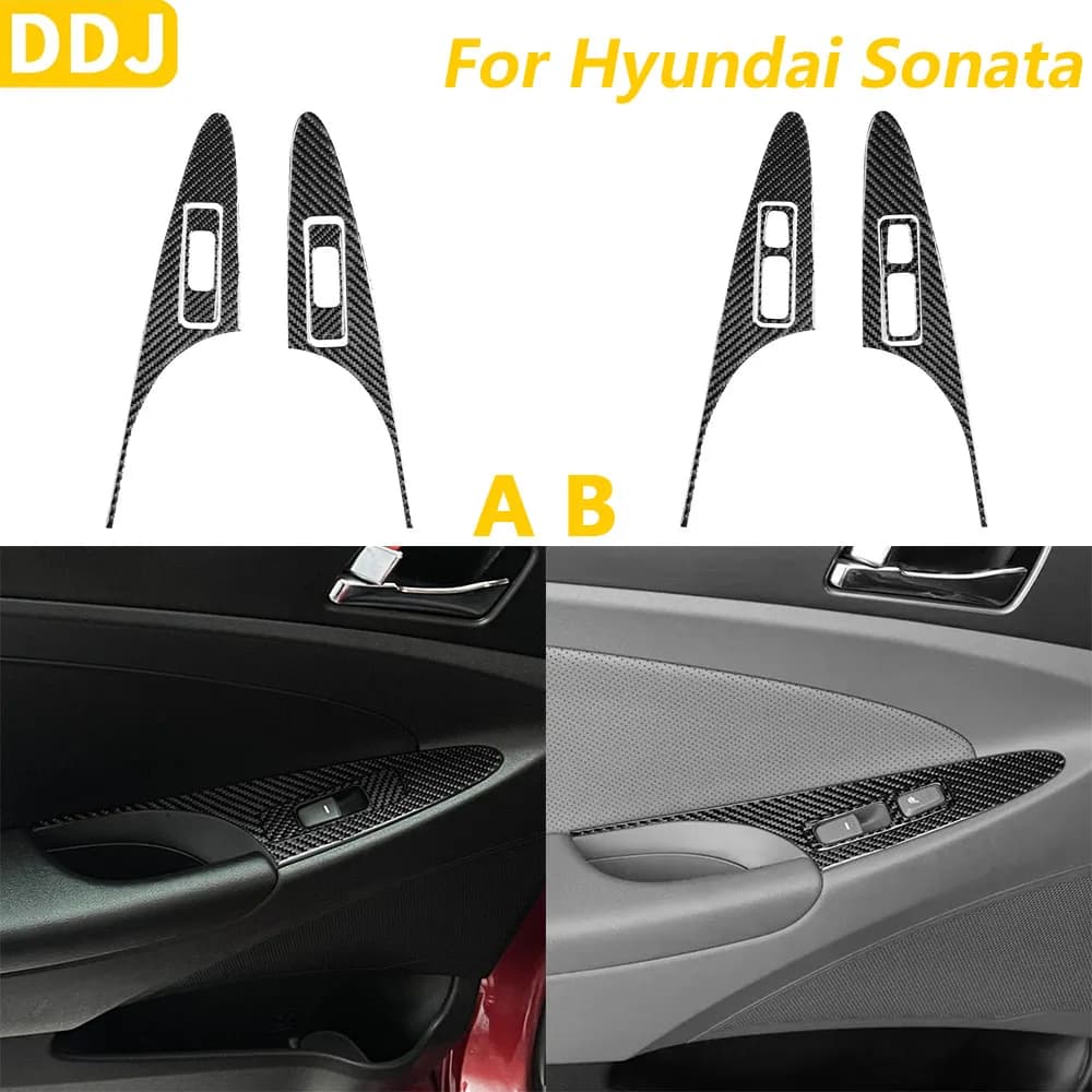 Rear Carbon Fiber Rear Lift Control Panel Cover for Hyundai Sonata 2011-2014, Interior Decorative Accessories