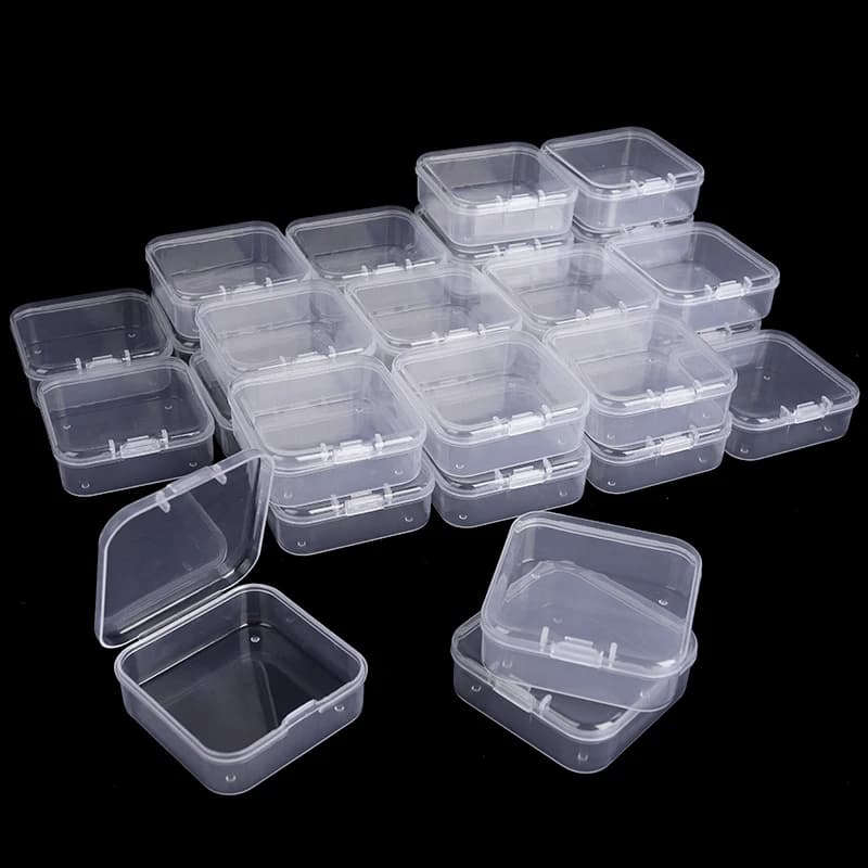 2 dimensioni trasparenti piccoli contenitori scatola di immagazzinaggio di perline quadrate in plastica per perline gioielli artigianato pezzi di gioco da tavolo organizzazione all'ingrosso