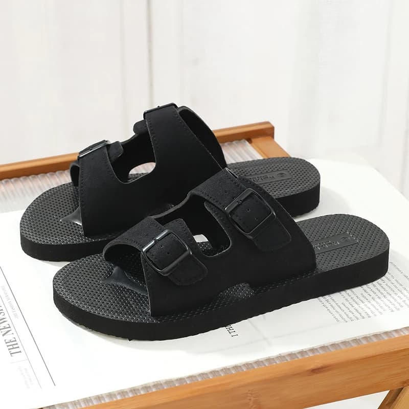 Rugged Male Indoor Slippers Non Slip Rubber Base Home Rest Daily Casual Shoes