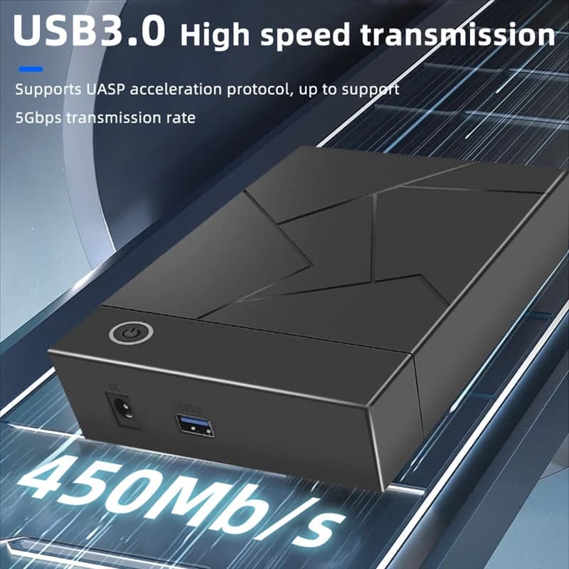 per custodia HDD Custodia per disco rigido SATA USB 3.0 da 3,5 pollici con adattatore di alimentazione - Soluzione di archiviazione esterna per HDD da 12 TB