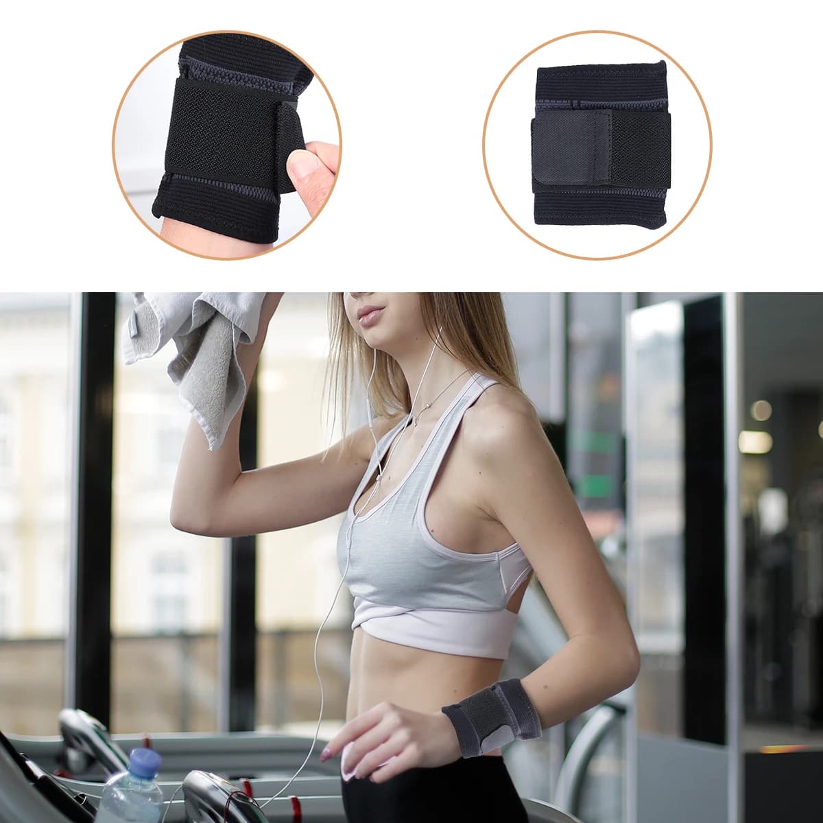 Tutore da polso sportivo da 2 pezzi Materiale premium Comodo supporto di compressione regolabile per la corsa in bicicletta Escursionismo Allenamento fitness