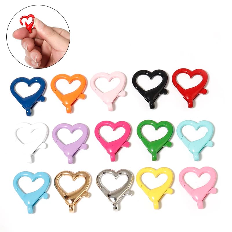 10 pz Cuore Aragosta Catenacci Primavera Catenacci Moschettone In Metallo Borsa Pinze Gancio Cane Catena Fibbia Portachiavi FAI DA TE Creazione di Gioielli Accessori