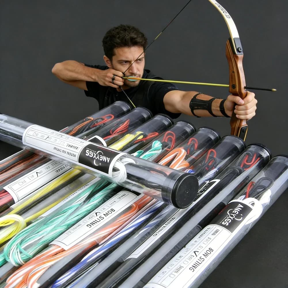 Corda per Arco Ricurvo a 16 Fili in Materiale BCY 68"/70" per Tiro con l'Arco e Tiro al Bersaglio