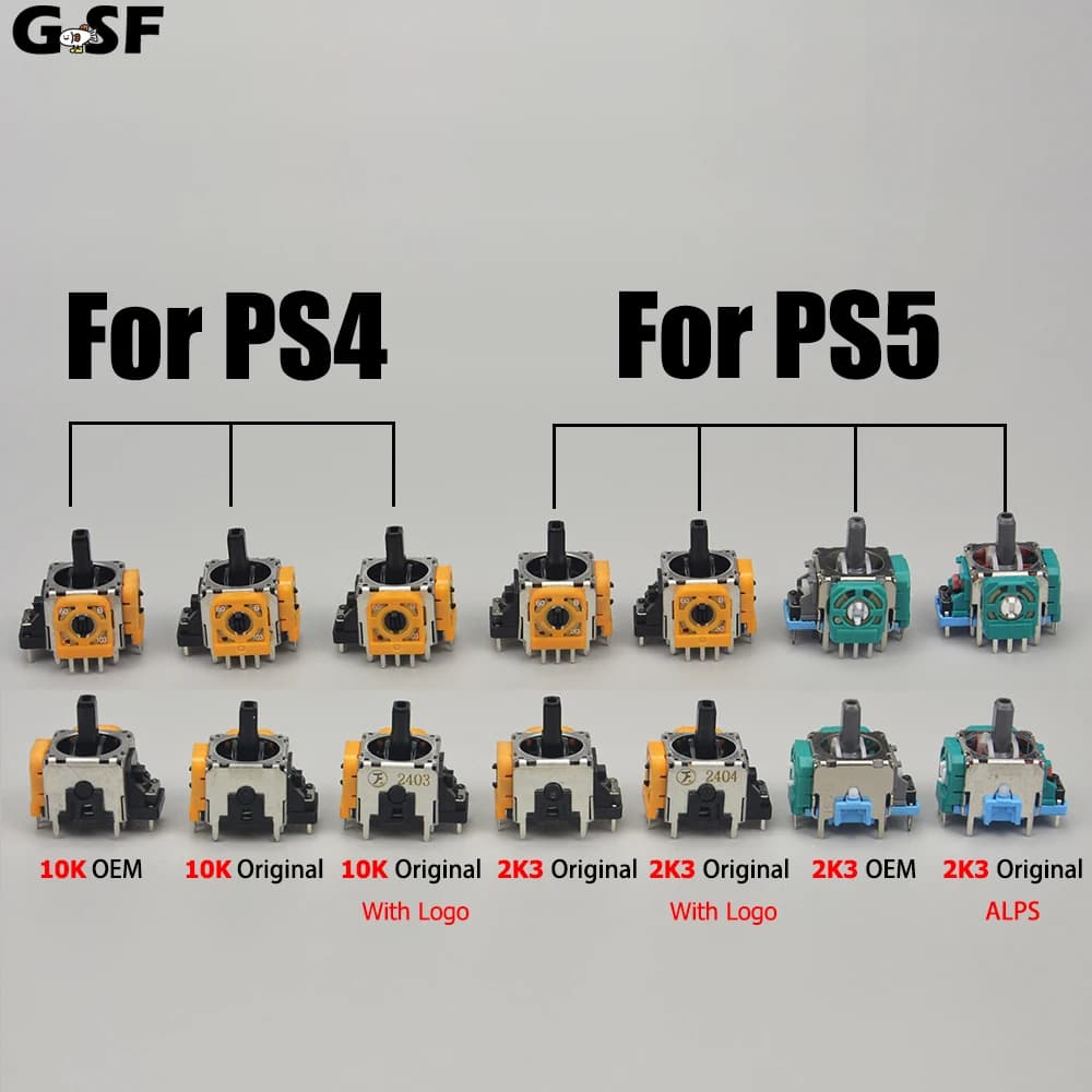 2 Pezzi Joystick di Ricambio per Controller PS5 PS4 2K3 10K Ohm Stick Analogico 3D Kit Parti di Riparazione