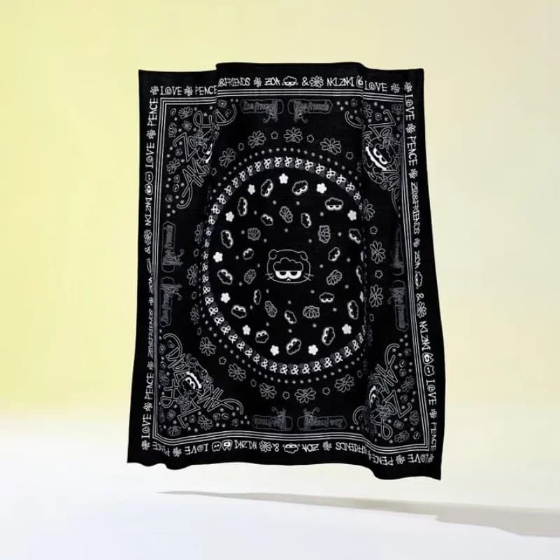 ZO&FRIENDS ZOA Cat Limited Printed Foldable Bandana, Multi-purpose Headband Scarf, Korean Idol Same Outfit Accessory