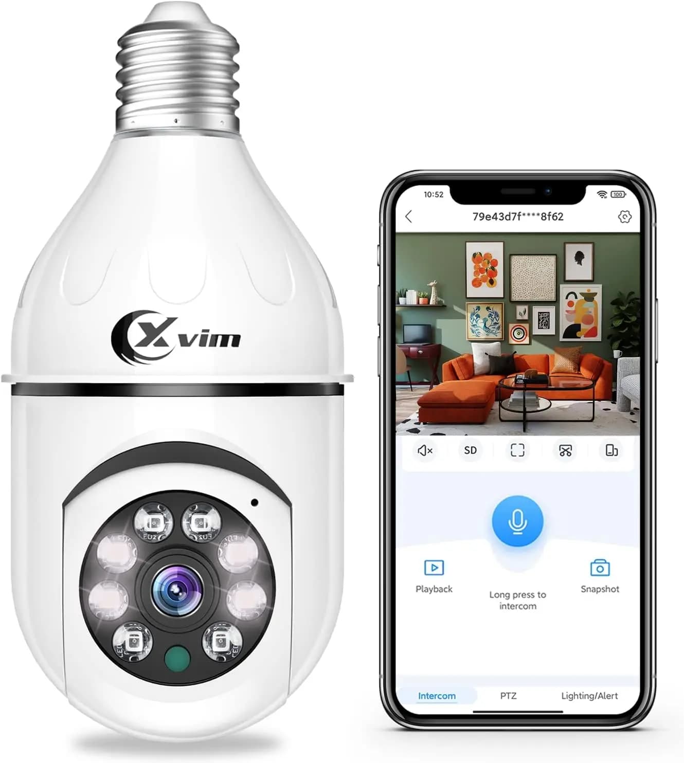 Telecamera IP WiFi a Forma di Lampadina E27, Videocamera di Sorveglianza Wireless 3MP, Baby Monitor con Tracciamento Automatico