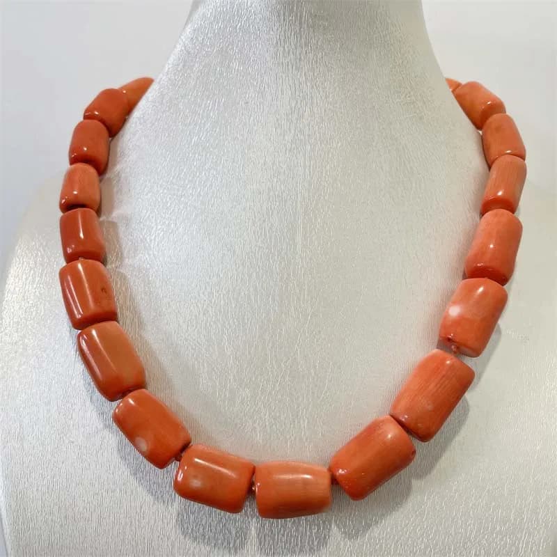 Coral necklace orange geometric luxury gemstone irregular lazo simple chain crew neck women wedding love necklace jewelry with precious stones