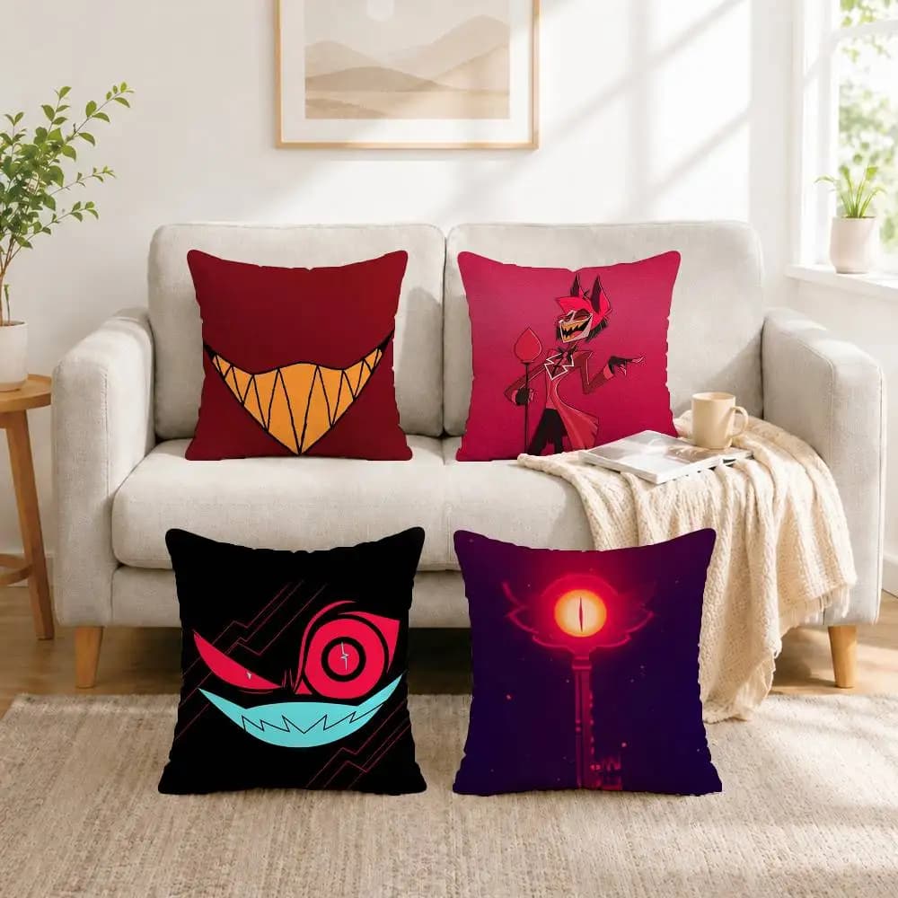 Cuscino decorativo quadrato con stampa C-Cute Cartoon H-Hazbin Hotel, federa per cuscino da divano a doppia faccia, regalo per camera da letto