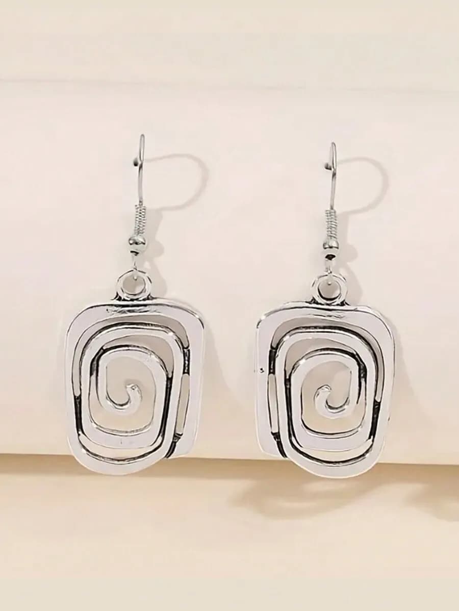 Orecchini vintage rettangolari con motivo a spirale per gioielli da donna alla moda