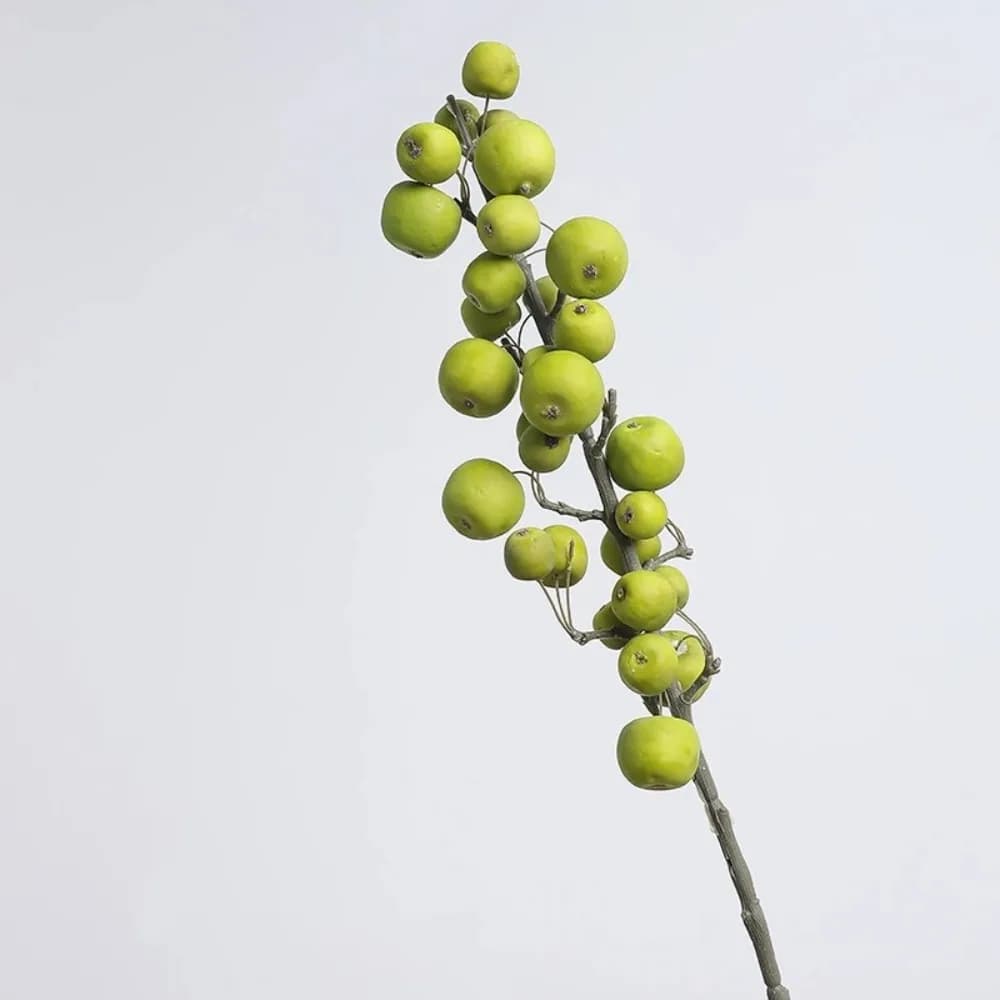 30 Heads Artificial Fruit Branch Green Plants Plastic Foam Fruits Branch Small Fruit Realistic Fake Plants Floral Arrangement