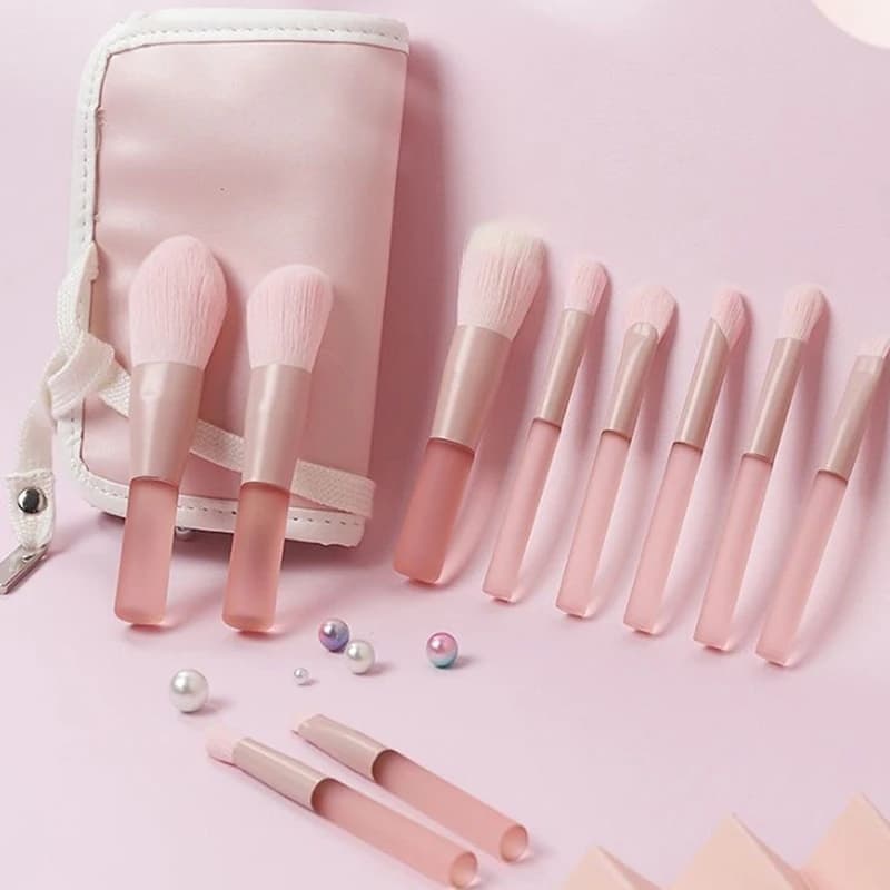 Set di 10 Mini Pennelli per Trucco a Forma di Fiori di Ciliegio, Pennelli per Viso, Correttore, Fondotinta, Ombretto, Set da Viaggio