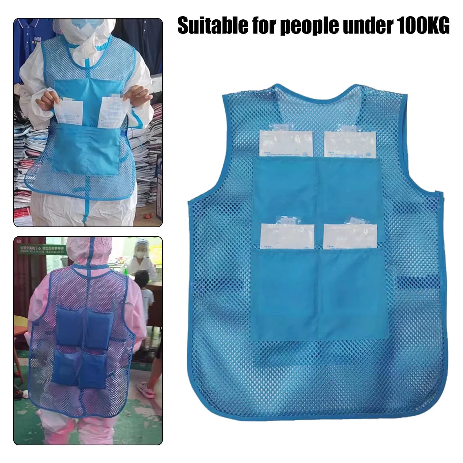 Gilet rinfrescante per impacchi di ghiaccio estivo Gilet per impacchi di ghiaccio per cubetti di ghiaccio con 8 impacchi di ghiaccio Giacca di sicurezza per colpo di calore
