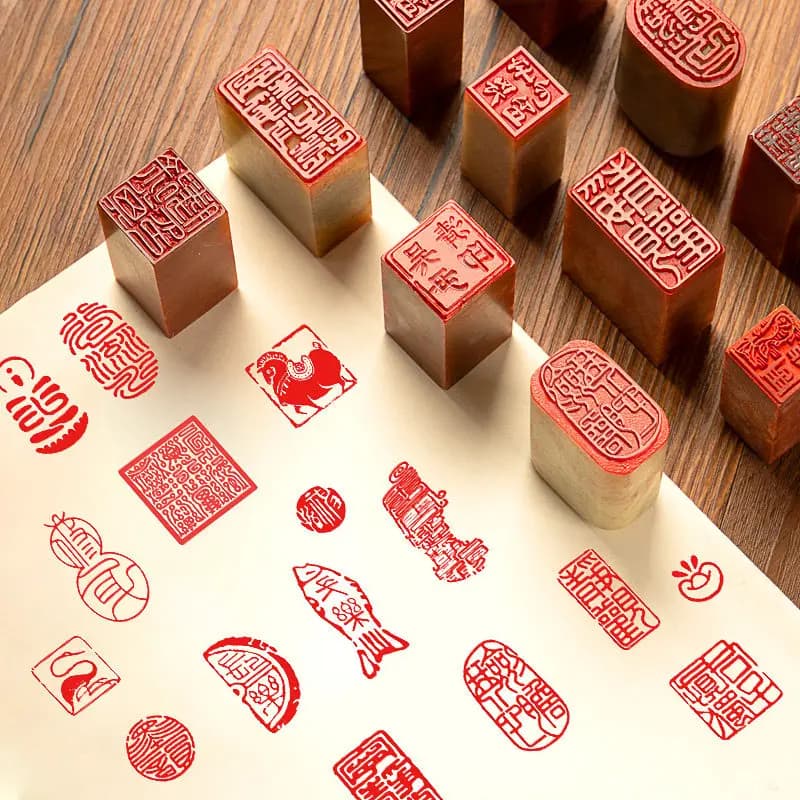 Stone Carving Chinese Finished Stamp Chop Calligraphy Painting Motto Finished Seals Exhibition Collection Personalized Stamp Set