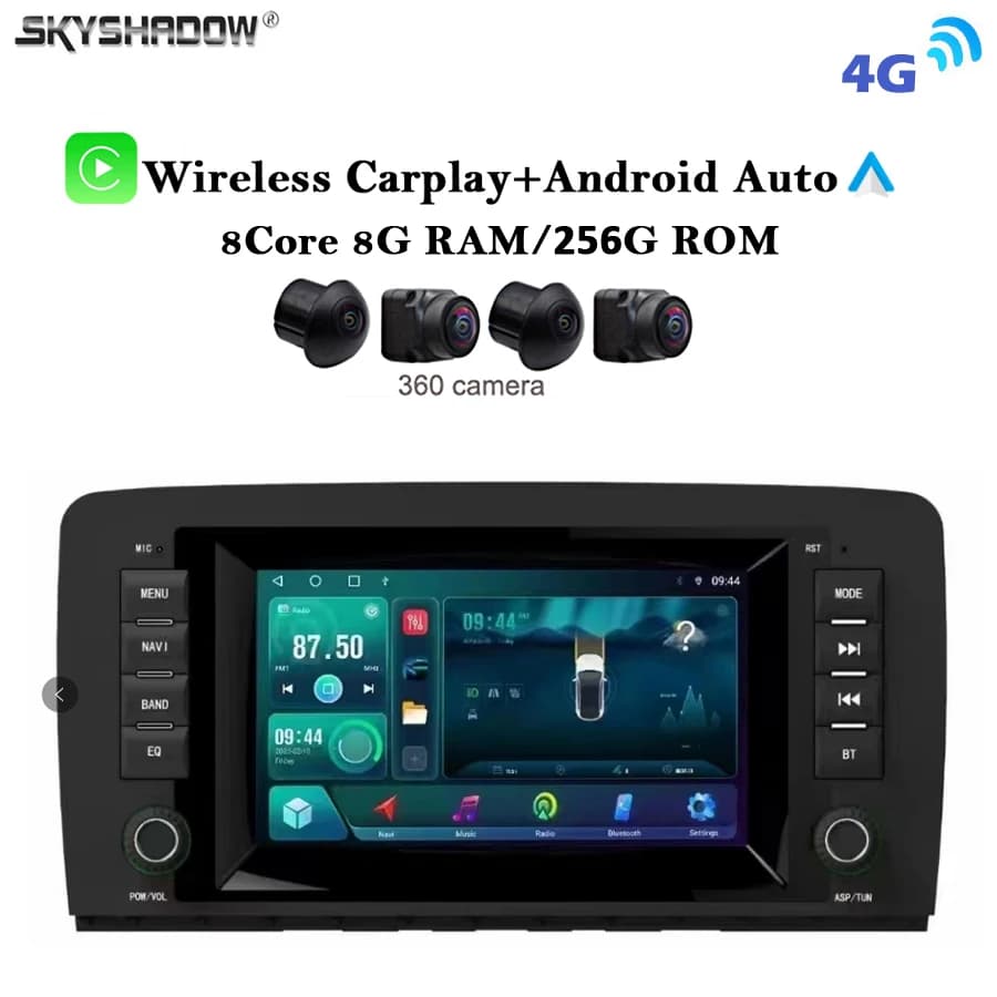Carplay Auto Android 14.0 8G + 256G 4G LTE IPS Lettore DVD per auto GPS Mappa WIFI Bluetooth Radio per Benz W251 R280 R300 R320 R350 2006-