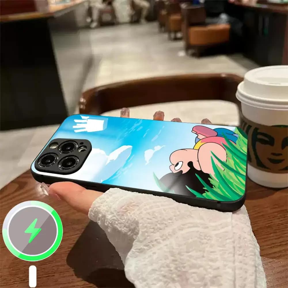 S-stevenEs cute universe Cartoon pattern Phone Case For iPhone17 Air 16 e 15 14 13 12 11 Plus Mini Pro Max Glass Magnetic Case