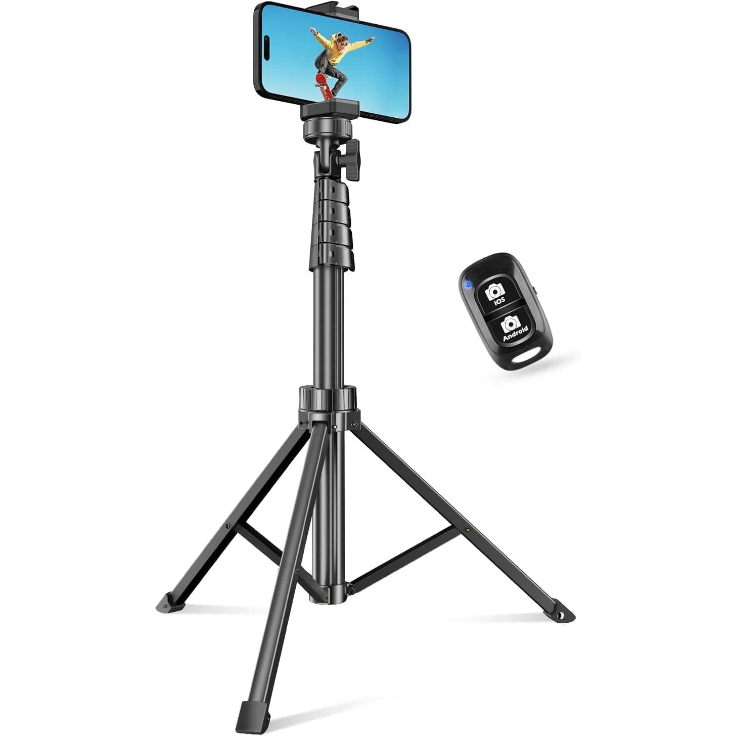Treppiede per telefono da 62 pollici e bastone selfie con telecomando wireless, supporto estensibile per iPhone e Android