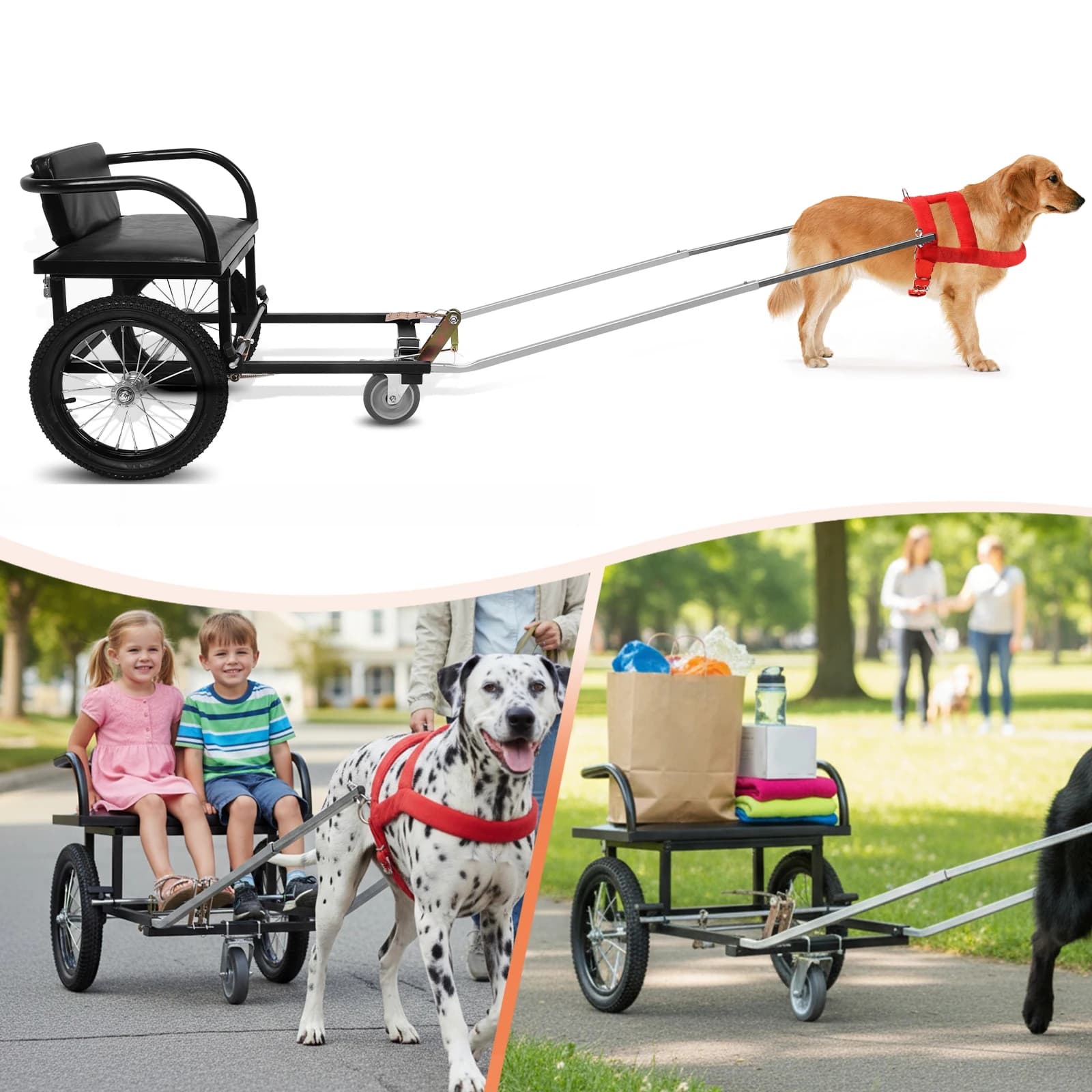 Passeggino per cani, carrello per animali domestici per portare i tuoi amici a spasso, rimorchio per cani con sedile, 40-60 kg, doppio freno