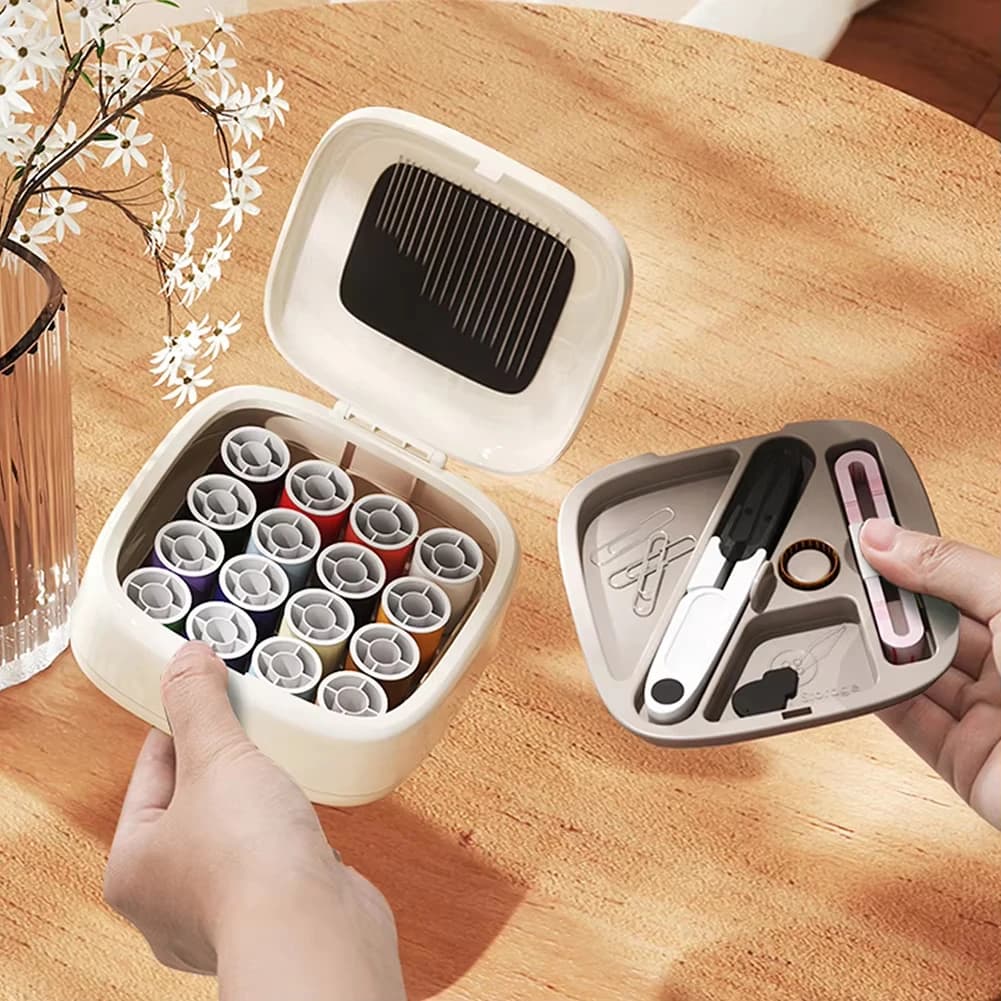 1 set mini kit da cucito magnetico con ago e filo, accessori e forniture per cucito, scatola magnetica coordinata per ago e filo
