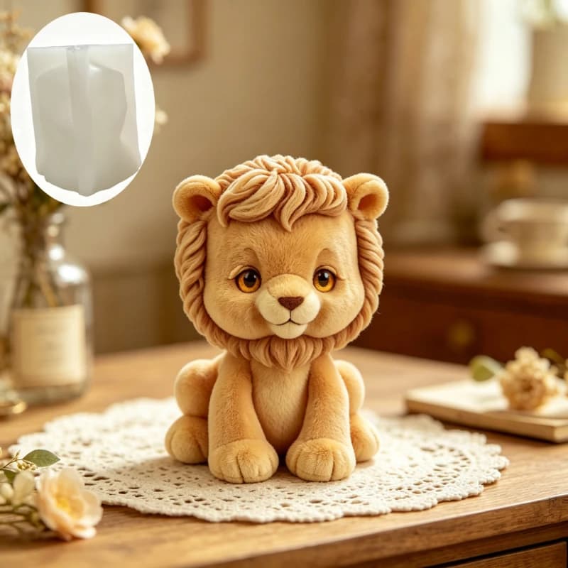 Sitting Little Lion Silicone Mold, DIY Candle Handmade Soap Gypsum Resin Decor Mold