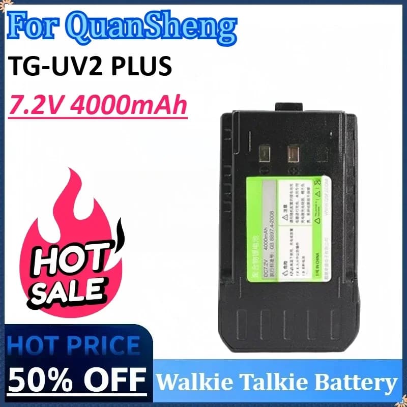 Nuova batteria walkie-talkie da 7.2 V 4000 mAh per QuanSheng TG-UV2 PLUS con batteria ricaricabile di ricarica di tipo C Accessori radio da 10 W