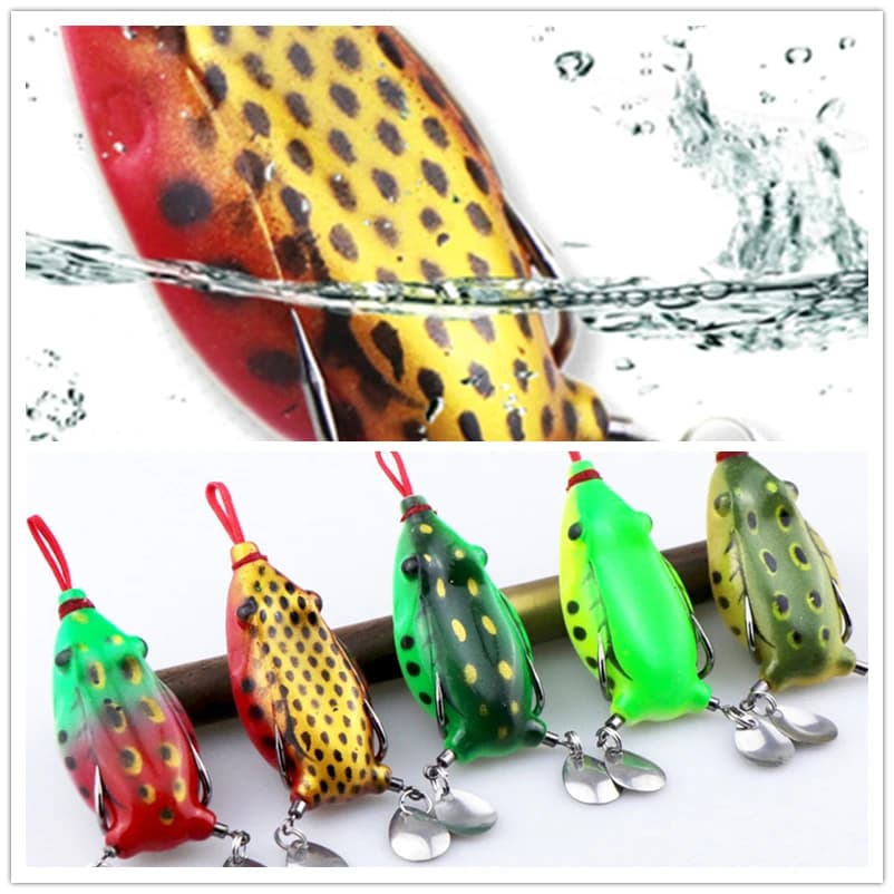 dirrkxa di 6 cm/12g Fishing Rana Richiamo Esca Morbida Richiamo With Double Hooks Sharp Cucchiaio Esche Simulazione Rana Testa di Serpente Esca