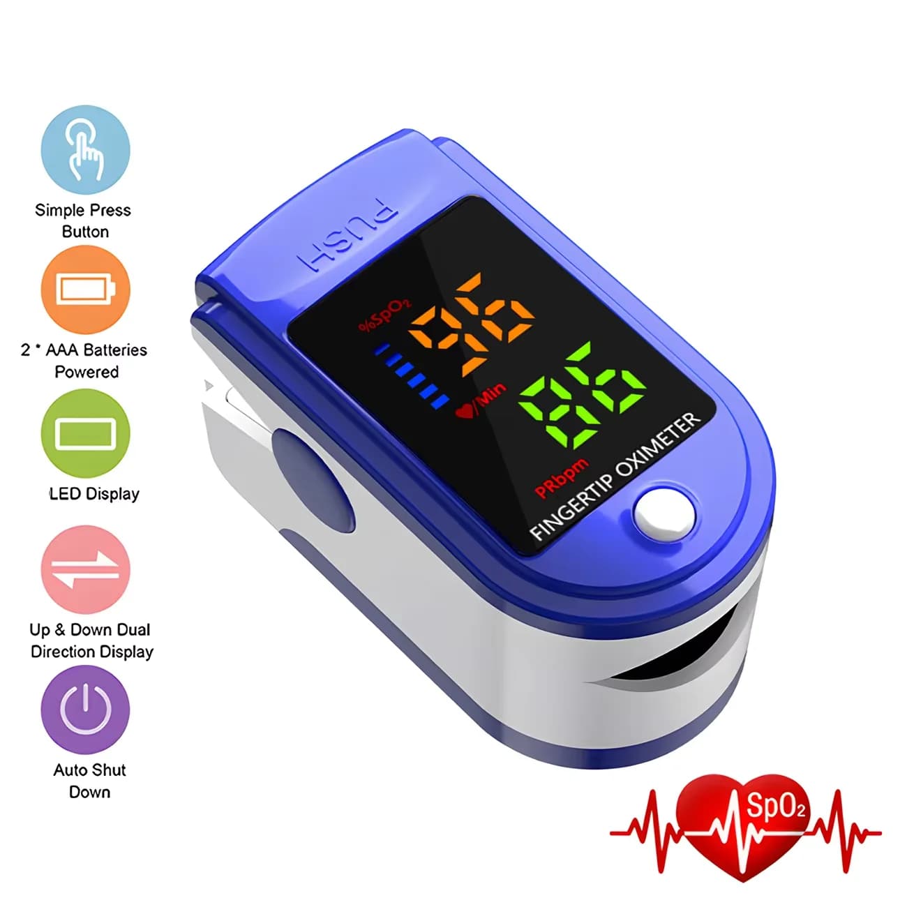 Finger Clip Oximeter Home TFT Oximeter Blood Oxygen Meter Portable Visual Fingertip Pulse Oximeter Saturation SpO2 Monitor