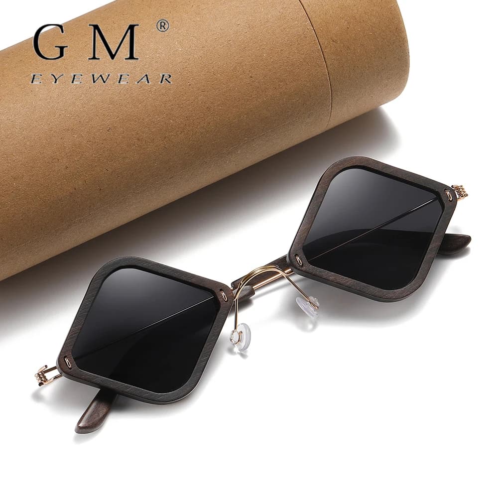 GM wooden adult sunglasses, handcrafted purple sandalwood polarized glasses, mirror-coated lenses, glasses gift box 2107