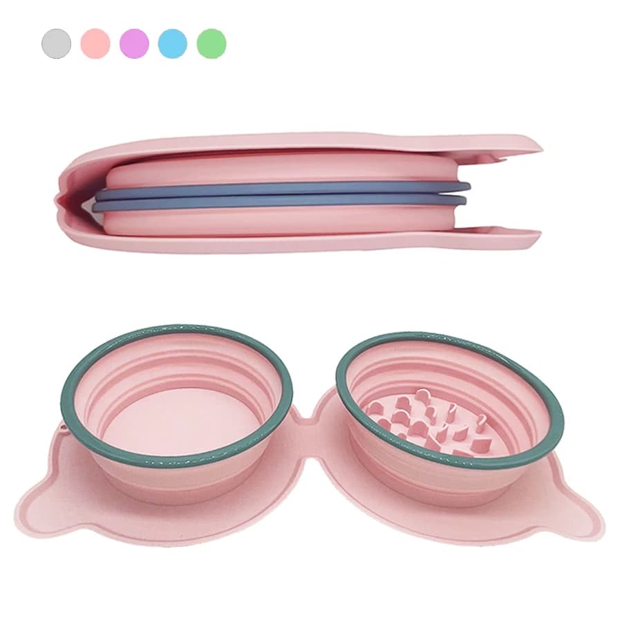 Ciotole Pieghevoli in Silicone per Animali Domestici, Non Tossiche, Portatili, per Viaggi, Ciotola Pieghevole per Cuccioli e Gatti, Dispenser di Cibo per Esterni