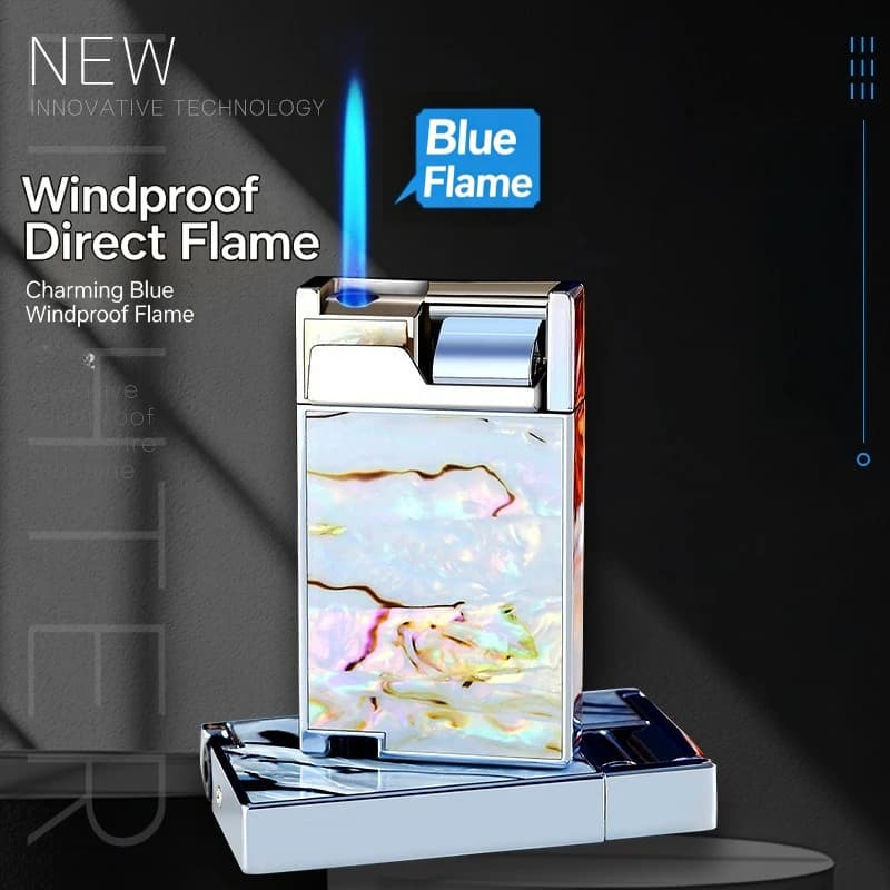 2025 New Creative Shell Lighter, Windproof Jet Flame Metal Lighter, Portable High-end Refillable Gas Lighter