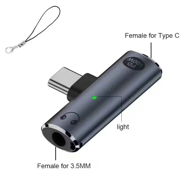 Splitter USB C 2-in-1 con Porta di Ricarica da 100W, Jack per Cuffie da 3,5mm e Supporto Ricarica Rapida PD 100W, Ricarica e Musica