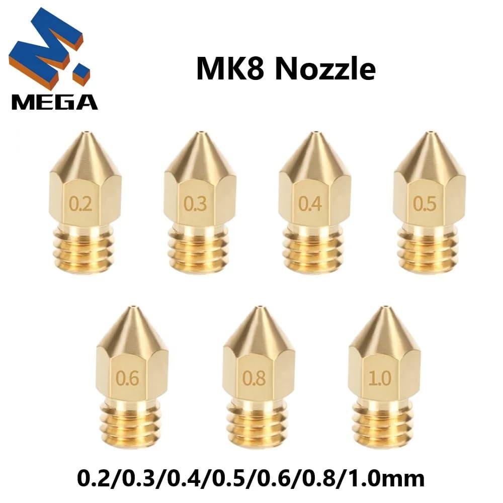 Ugello in ottone MK8 0.2/0.3/0.35/0.4/0.5/0.6/0.8/1.0mm Ugello testina di stampa estrusore per parti della stampante 3D CR10 CR10S Ender-3 da 1.75MM