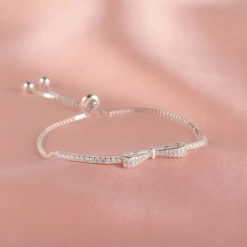 Y2K Zircon Bow Bracelet for Women Fashion Simple Adjustable Bracelet for Mother To Girlfriend Jewelry Birthday Friendship Gift