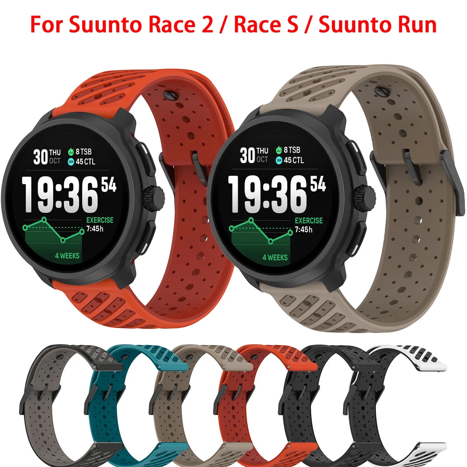 Silicone Strap for Suunto Race2 Race 2 Run Sunnto9 Peak Pro Smartwatch Silicone Soft Sport Strap 22MM