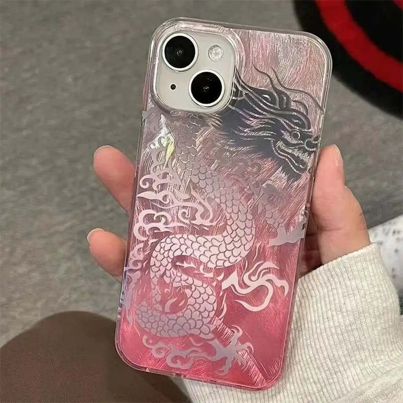 Custodia per telefono modello Loong cinese sfumato rosa per iPhone 17 16 15 14 13 12 11Pro Max XR XS MAX 78PLUS Air INS Cover a prova di scossa