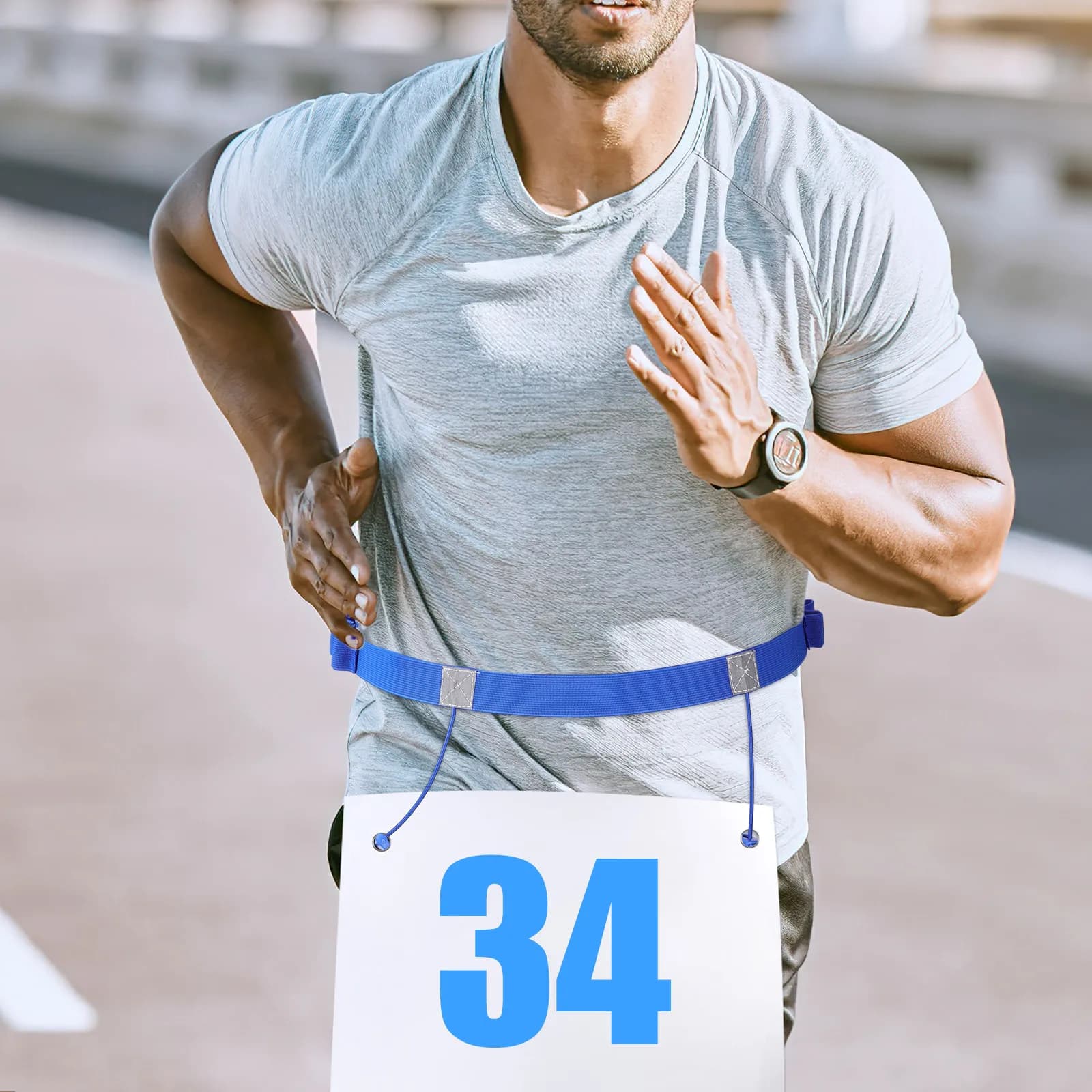 Premium Polyester Running Number Belt One Size Fits Most Elastic Adjustable Race Belt for Cycling Skiing Hiking Yoga