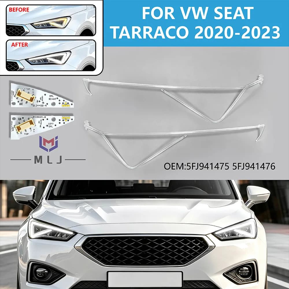 5FJ941475 5FJ941476 White DRL Light Guide Tube Chip Angel Eye Light Guide Strip For VW Seat Tarraco 2020-2023 Light Source Board