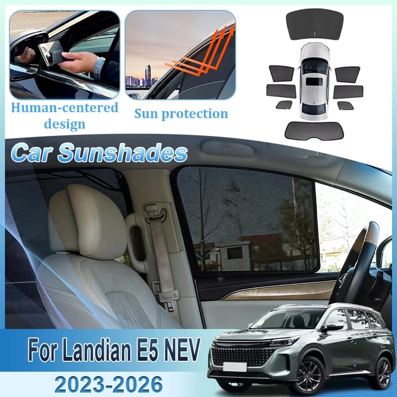 Shade For DFSK Landian E5 NEV 2023 2024 2025 2026 Windshield Side Window Magnetic Sunshades Car Mesh Anti-UV Tools Accessories
