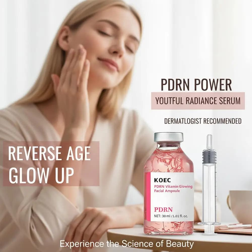 Siero Ampoule al Collagene Peptidico KOEC & PDRN con Filo di Seta, Idratante e Nutriente, con Acido Cogico e Curcuma, Essenza Viso Non Appiccicosa