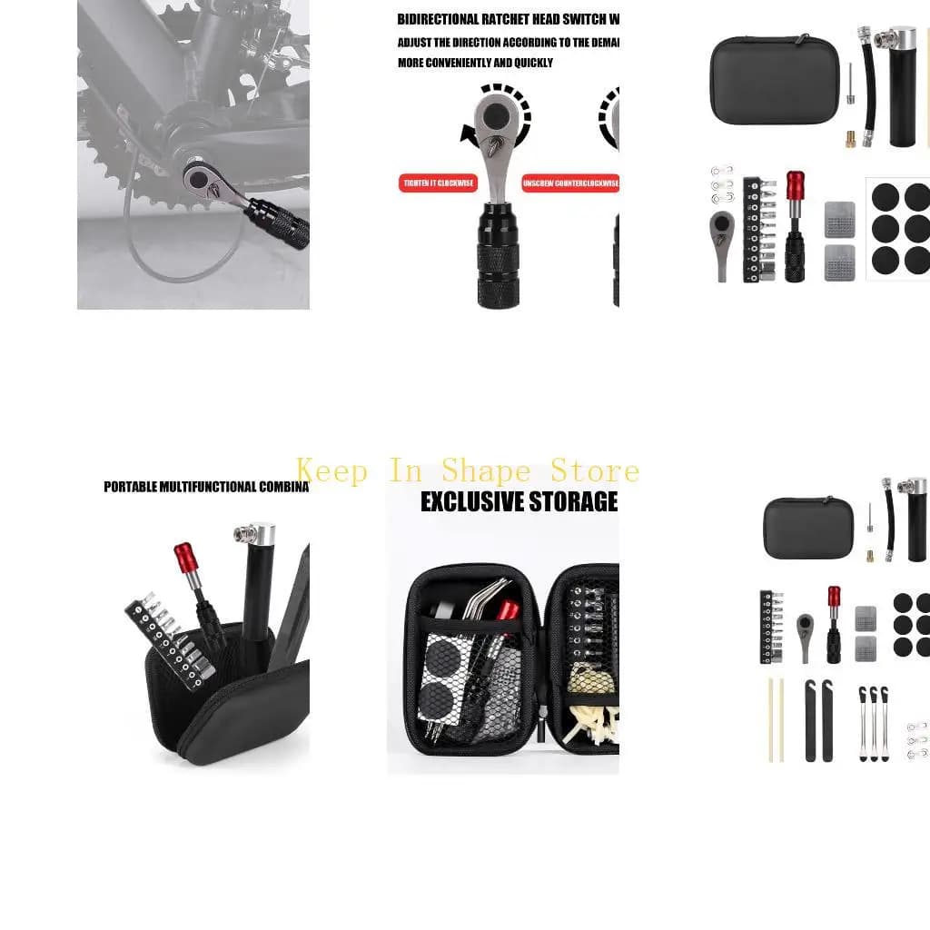 U1JC Regular Maintenance Bike Service Set with Mini Pump, Tire Levers, Driver Handle and Carry Case for Tire Repair, Daily Use
