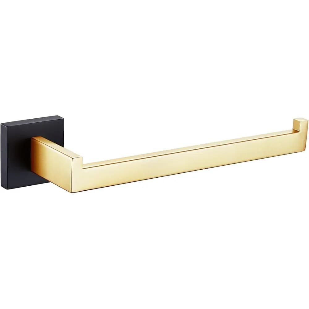 9 Matte Black & Brushed Gold Stainless Steel Hand Towel Holder for Bathroom Wall