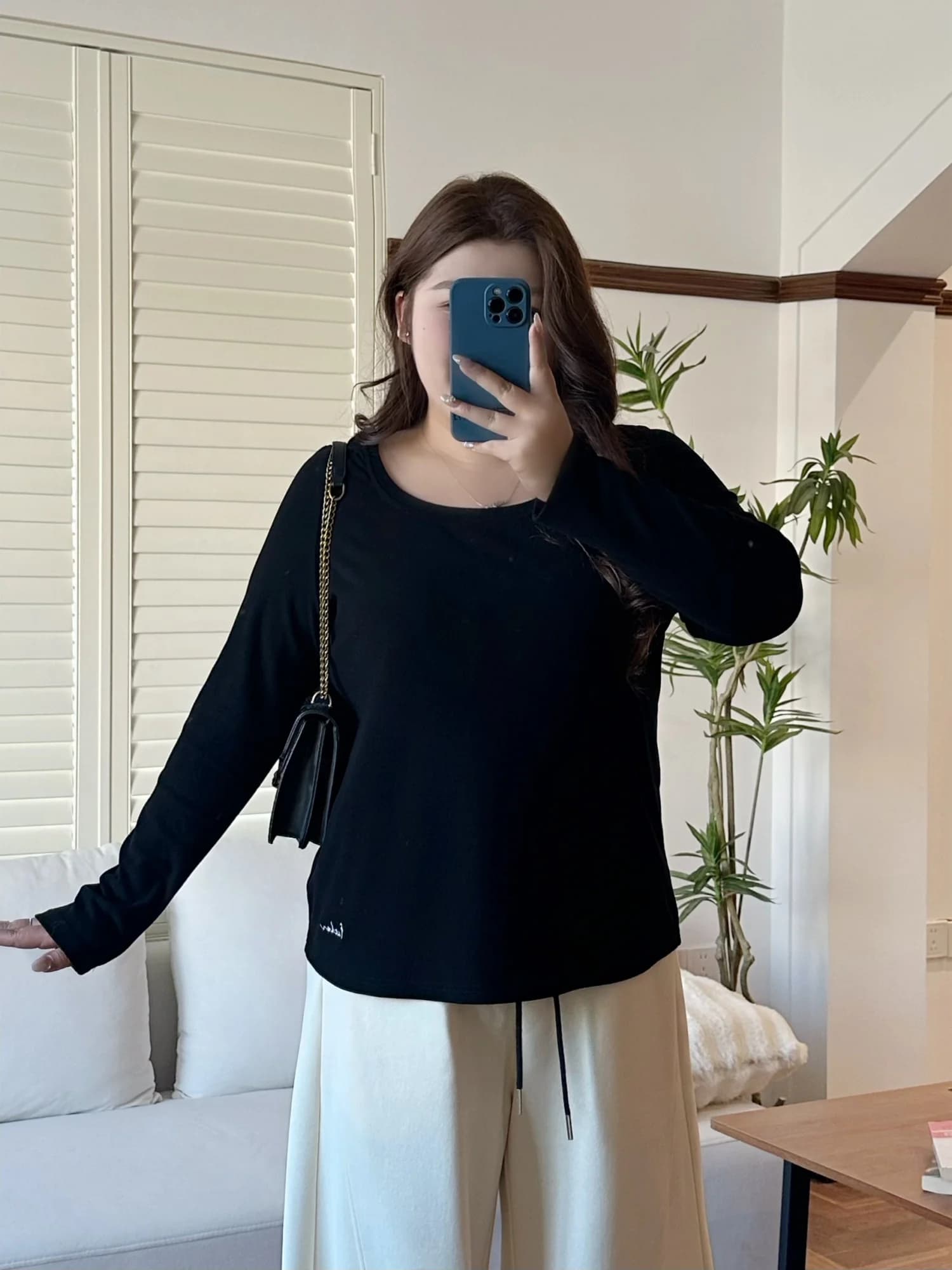 Maglione in maglia da donna taglie forti, casual, a maniche lunghe, tinta unita, effetto snellente, per il pendolarismo, Primavera 2026