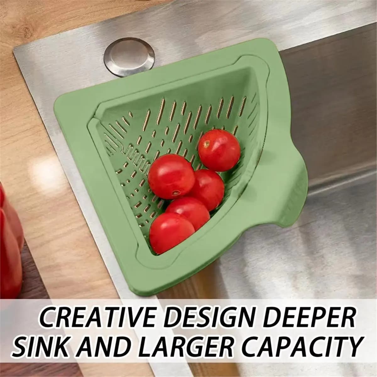 Cestello angolare ABSF in silicone per lavello, con svuotamento automatico, portaoggetti da cucina, cestello collettore per rifiuti alimentari e residui di cibo C