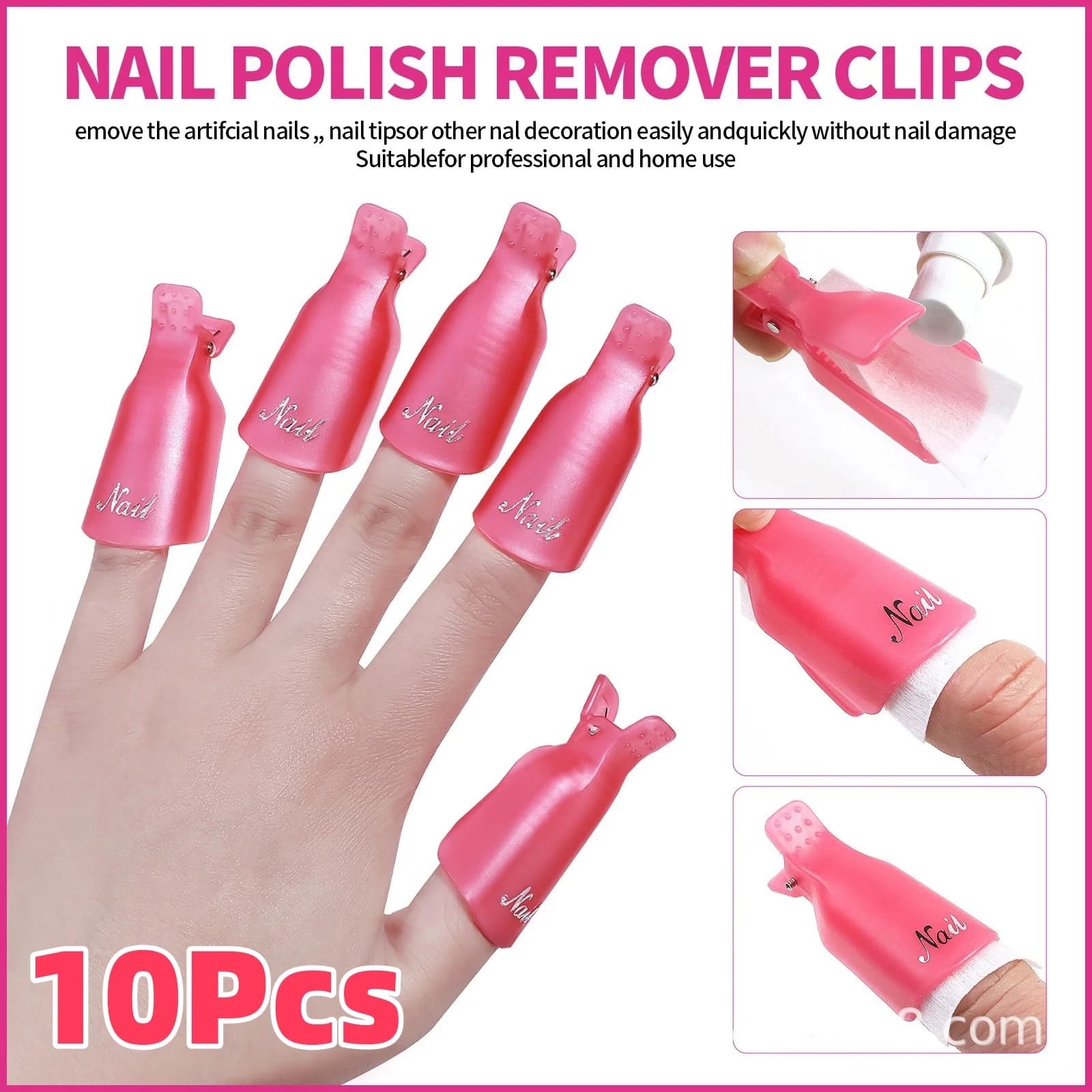 10 pz Nail Art Rimuovere Clip Acrilico Colorato Soak Off Cap Clip per la Pulizia delle Unghie Manicure Gel UV Polish Manicure Finger Wraps &