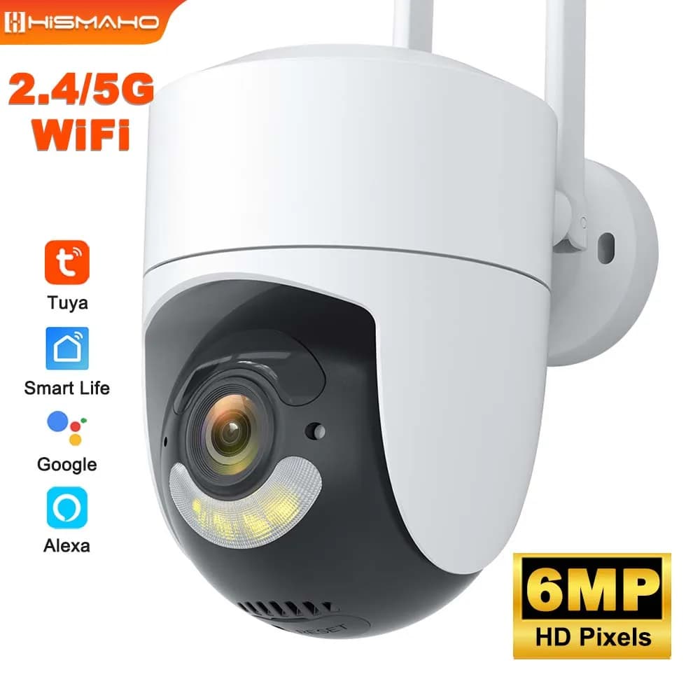 Tuya 5G WIFI Telecamera IP 6MP Alexa Google Home PTZ esterno Protezione di sicurezza CCTV Video sorveglianza Rilevazione movimento NVR